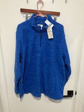 Tommy Bahama Men's Cloud Peak Men's Half Zip Fleece Pullover, Blue, Size 1XLB, N